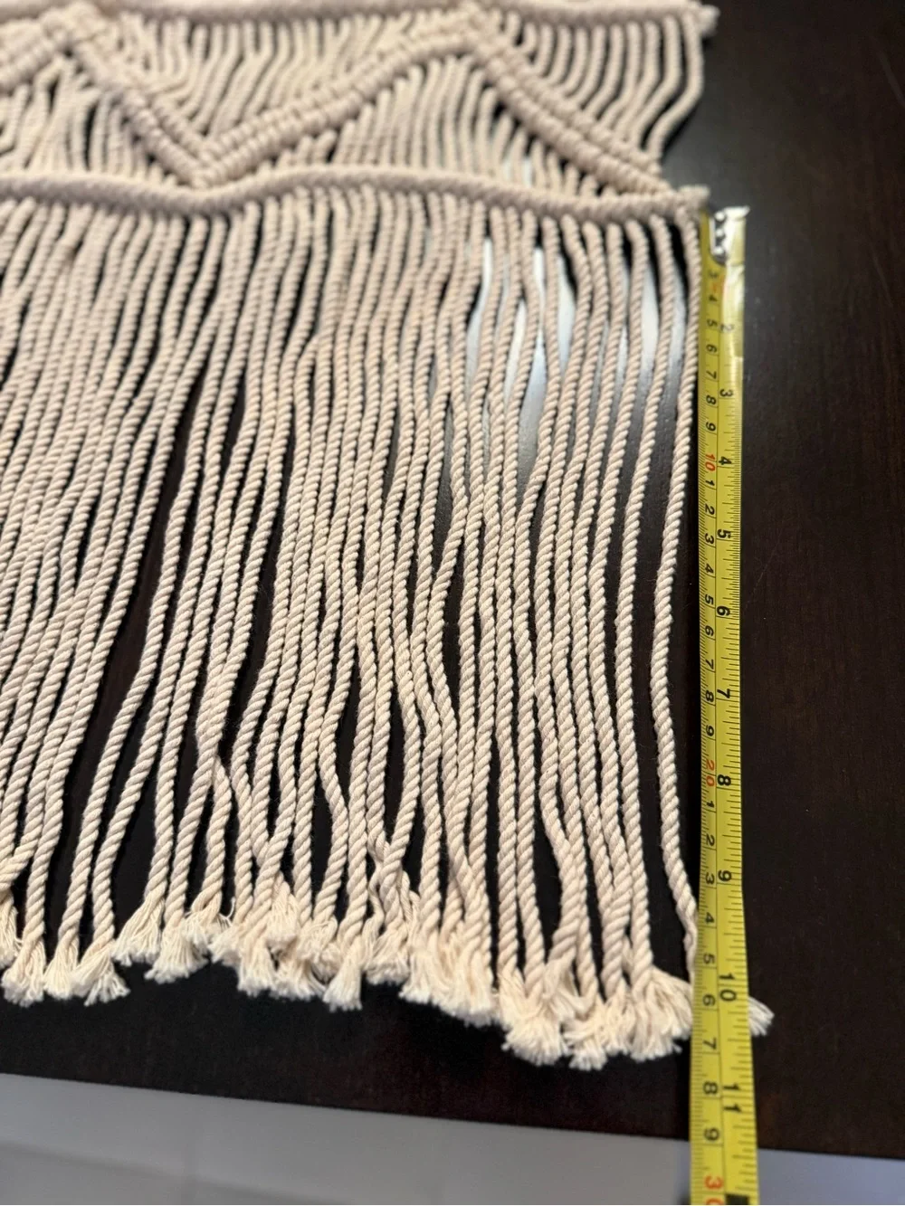 Handwoven Macramé Table Runner Boho Fringe Cotton Linen Natural Cream Rope Spain